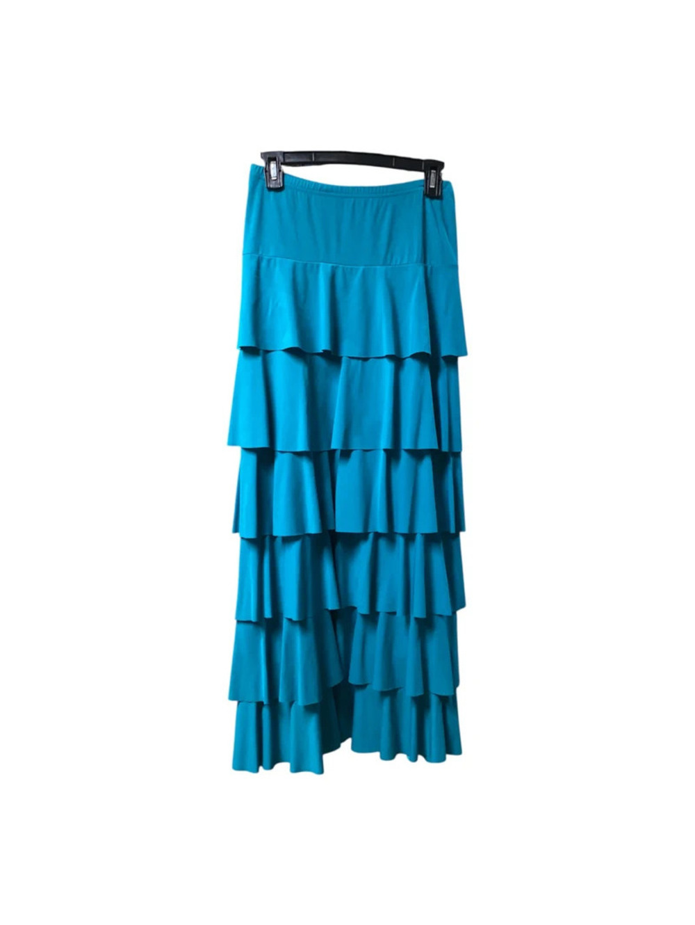 Nuggles Women's Long Ruffled Tier Skirt Sz XXXL Solid Turquoise EUC